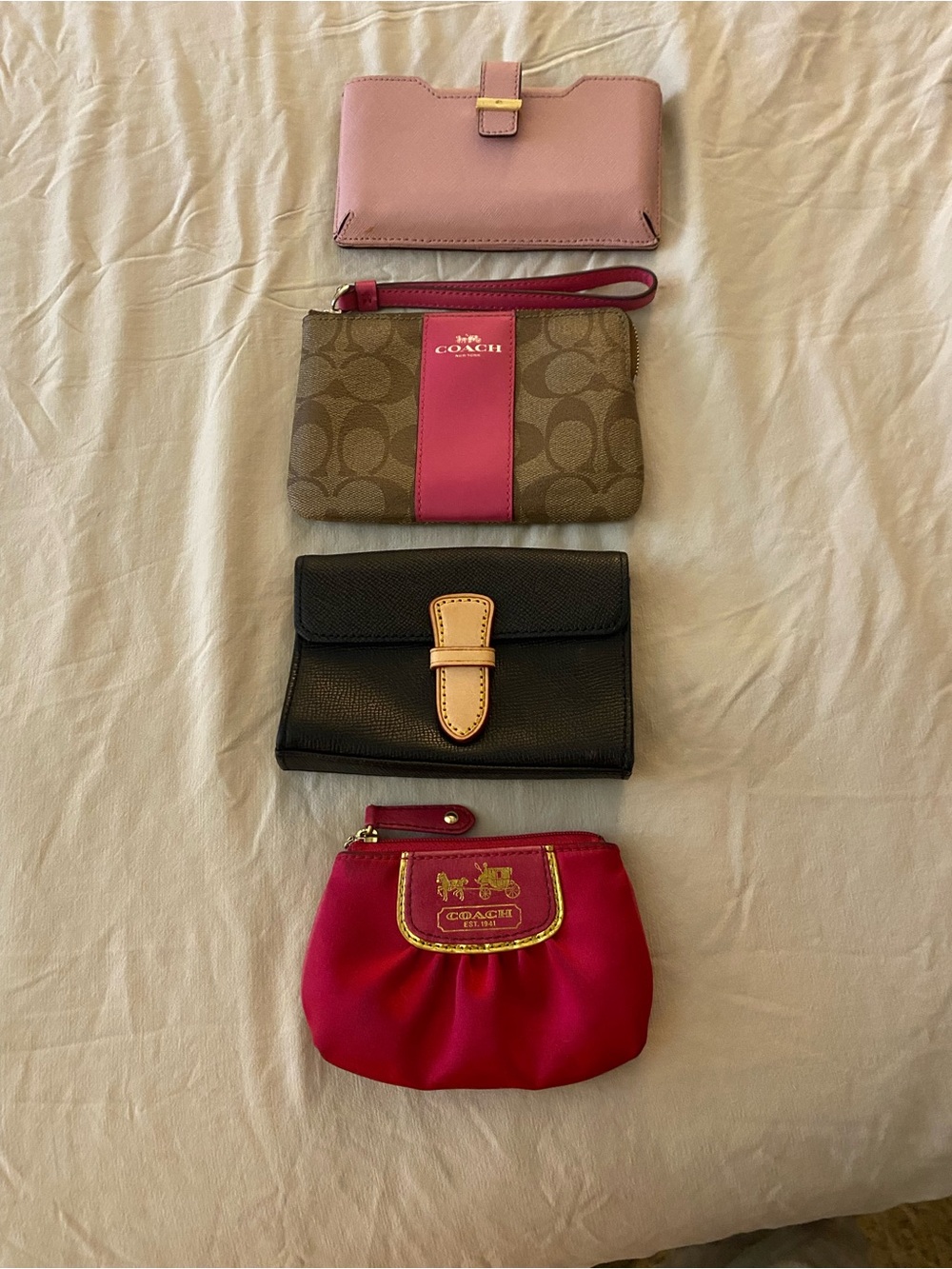Kate Spade  Coach  Dooney Bourke 4 pc lot pink black gold one owner